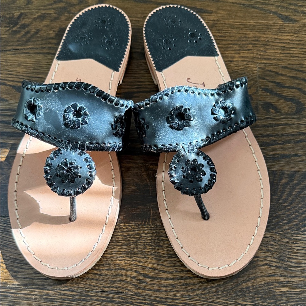 Jack Rogers Black Leather Sandals